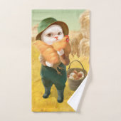 Adorable Katze mit Hen auf dem Bauernhof Badhandtuch Set (Handtuch)