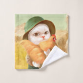 Adorable Katze mit Hen auf dem Bauernhof Badhandtuch Set (Waschlappen)