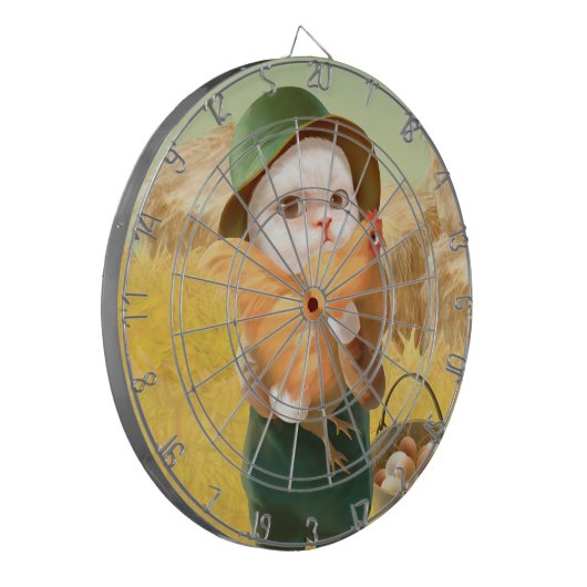 Adorable Katze mit Hen auf dem Bauernhof Dartscheibe (Vorderseite Links)