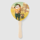 Adorable Katze mit Hen auf dem Bauernhof Fächer (Rückseite)