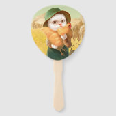 Adorable Katze mit Hen auf dem Bauernhof Fächer (Vorderseite)