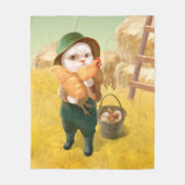 Adorable Katze mit Hen auf dem Bauernhof Fleecedecke (Vorderseite)