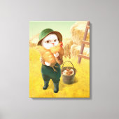 Adorable Katze mit Hen auf dem Bauernhof Leinwanddruck (Vorderseite)