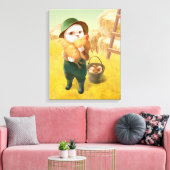 Adorable Katze mit Hen auf dem Bauernhof Leinwanddruck (Insitu (Wohnzimmer))