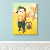 Adorable Katze mit Hen auf dem Bauernhof Leinwanddruck (Insitu (Holzboden))