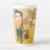 Adorable Katze mit Hen auf dem Bauernhof Milchtasse (Vorderseite)