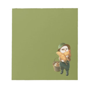 Adorable Katze mit Hen auf dem Bauernhof Notizblock