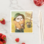 Adorable Katze mit Hen auf dem Bauernhof Serviette (Beispiel)