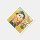 Adorable Katze mit Hen auf dem Bauernhof Serviette (Ecke)