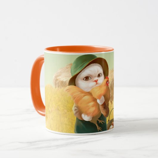 Adorable Katze mit Hen auf dem Bauernhof Tasse (Vorderseite Links)