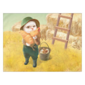 Adorable Katze mit Hen auf dem Bauernhof Tischdecke (Vorderseite (Horizontal))