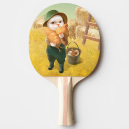 Adorable Katze mit Hen auf dem Bauernhof Tischtennis Schläger