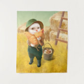 Adorable Katze mit Hen auf dem Bauernhof Wandteppich (Vorderseite)