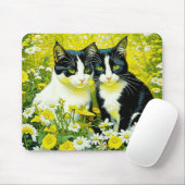 Adorable Katzen, die auf einem Feld von Milchprodu Mousepad (Mit Mouse)