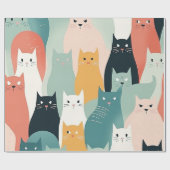 Adorable Katzen, die neutrales, pastellfarbenes Mu Geschenkpapier (Flach)