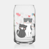 Adorable Katzen Meow Hearts Themed Monogram Dosenglas (Rückseite)