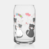 Adorable Katzen Meow Hearts Themed Monogram Dosenglas (Rechts)