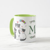 Adorable Katzen Meow Hearts Themed Monogram Tasse (Vorderseite Links)