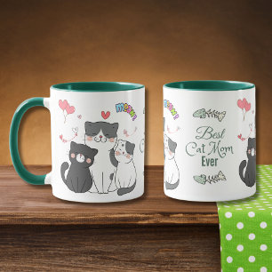 Adorable Katzen Meow mit Herz Beste Katze Mama je Tasse