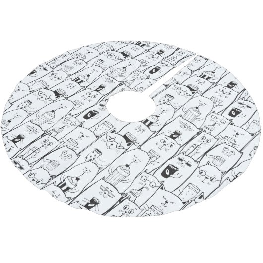 Adorable Katzen Polyester Weihnachtsbaumdecke (Schrägansicht)