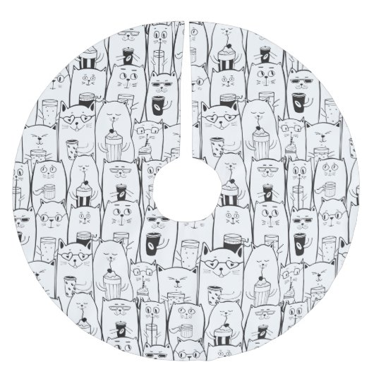 Adorable Katzen Polyester Weihnachtsbaumdecke (Vorderseite)