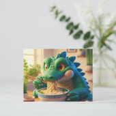 Adorable Kawaii Alligator Eating Ramen Postkarte (Stehend Vorderseite)