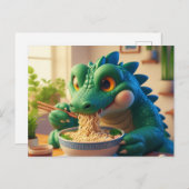 Adorable Kawaii Alligator Eating Ramen Postkarte (Vorne/Hinten)