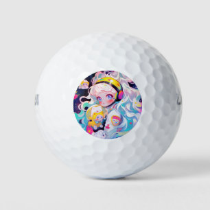 Adorable Kawaii Anime Girl Golfball