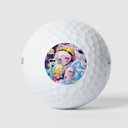 Adorable Kawaii Anime Girl Golfball (Vorderseite)