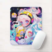 Adorable Kawaii Anime Girl Mousepad (Mit Mouse)