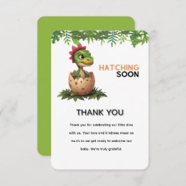 Adorable Kawaii Baby Dinosaur Hatching Dankeskarte