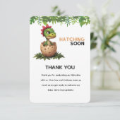Adorable Kawaii Baby Dinosaur Hatching Dankeskarte (Stehend Vorderseite)