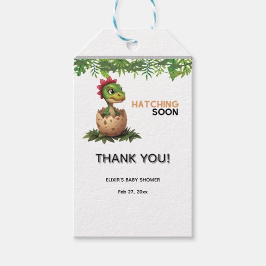 Adorable Kawaii Baby Dinosaur Hatching Geschenkanhänger (Vorderseite)