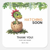 Adorable Kawaii Baby Dinosaur Hatching Quadratischer Aufkleber (Vorderseite)