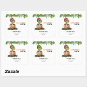 Adorable Kawaii Baby Dinosaur Hatching Quadratischer Aufkleber (Blatt)