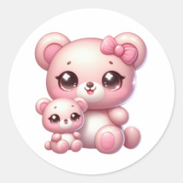 Adorable Kawaii Bärenaufkleber: Kundheitsüberladun Runder Aufkleber