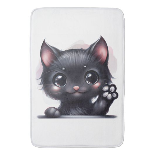 Adorable Kawaii Black Cat Badematte (Vorderseite Vertikal)