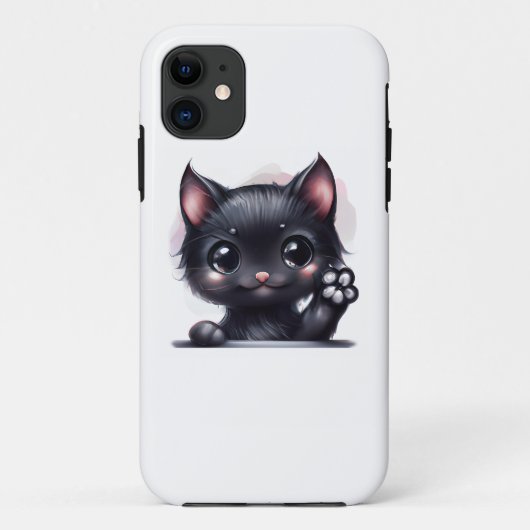 Adorable Kawaii Black Cat Case-Mate iPhone Hülle (Rückseite)