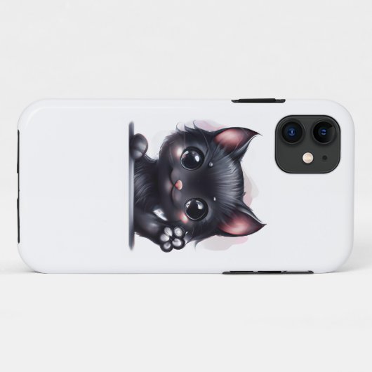 Adorable Kawaii Black Cat Case-Mate iPhone Hülle (Rückseite (Horizontal))