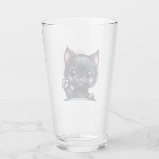 Adorable Kawaii Black Cat Glas (Rückseite)