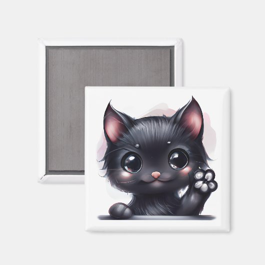 Adorable Kawaii Black Cat Magnet (Vorderseite/Rückseite)
