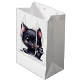 Adorable Kawaii Black Cat Mittlere Geschenktüte (Vorderseite Schrägansicht)