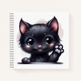 Adorable Kawaii Black Cat Notizblock