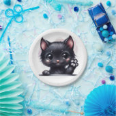 Adorable Kawaii Black Cat Pappteller (Party)