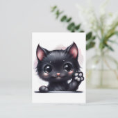 Adorable Kawaii Black Cat Postkarte (Stehend Vorderseite)