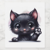 Adorable Kawaii Black Cat Weinetikett (Einzelnes Label)