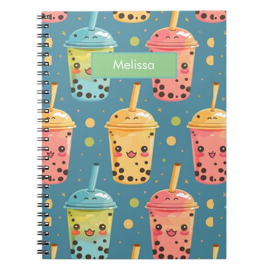Adorable Kawaii Boba Drink Design Notizblock (Vorderseite)