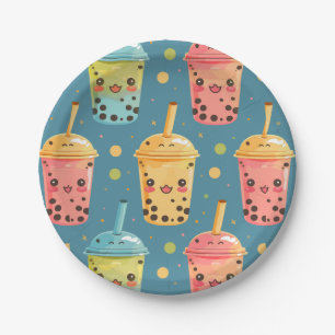 Adorable Kawaii Boba Drink Design Pappteller