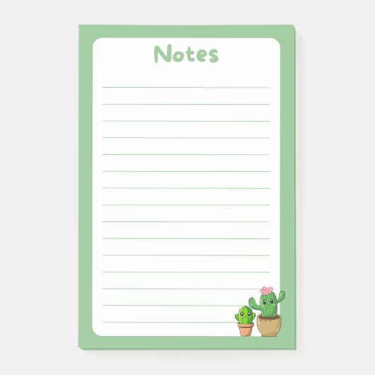 Adorable Kawaii Cactus Soft Green Post-It® Notes Post-it Klebezettel (Vorderseite)