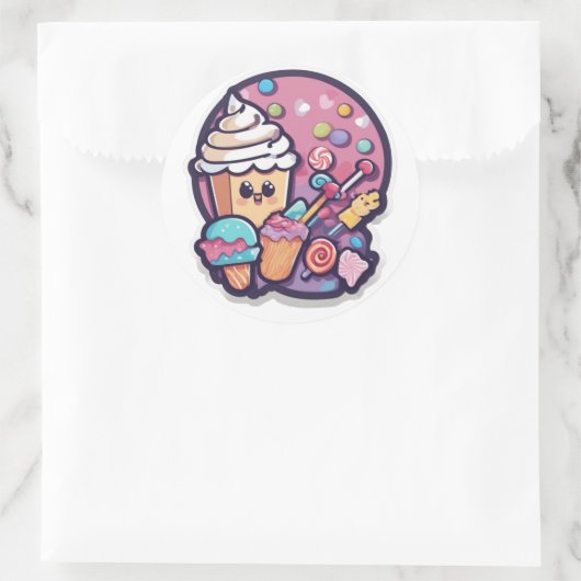 Adorable Kawaii Candy Cupcake Sticker | Sweet (Tasche)